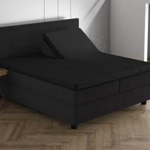Doppelt Jersey 220 gr. Splittopper Spannbettlaken Schwarz 180 x 200/220 cm