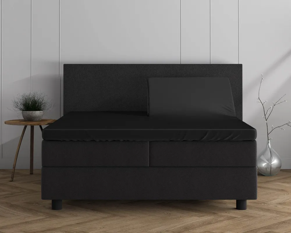Doppelt Jersey 220 gr. Splittopper Spannbettlaken Schwarz 180 x 200/220 cm