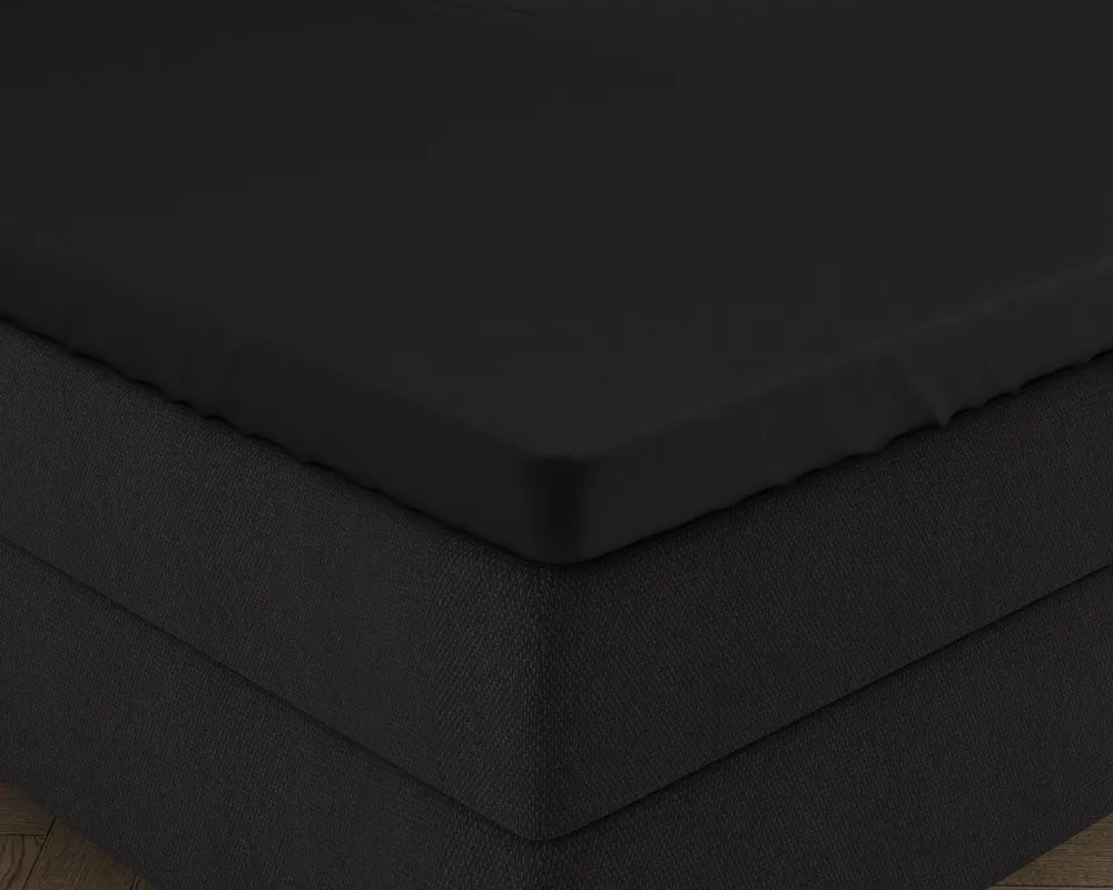 Doppelt Jersey 220 gr. Splittopper Spannbettlaken Schwarz 180 x 200/220 cm