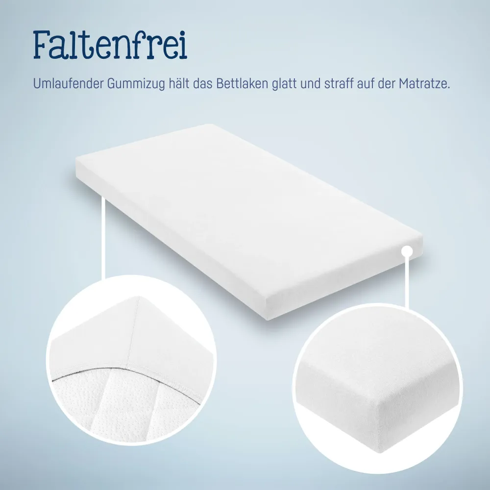 Jersey Spannbettlaken für Wiegen & Stubenwagenmatratzen 90x 40 cm, Weiß