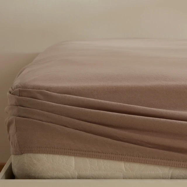 Karaca Home Jersey Spannbettlaken, 100x200+30 cm, Beige