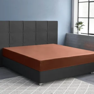 Satin Spannbettlaken Braun 180 x 210 cm