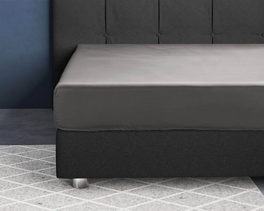 Satin Spannbettlaken Grau 160 x 220 cm