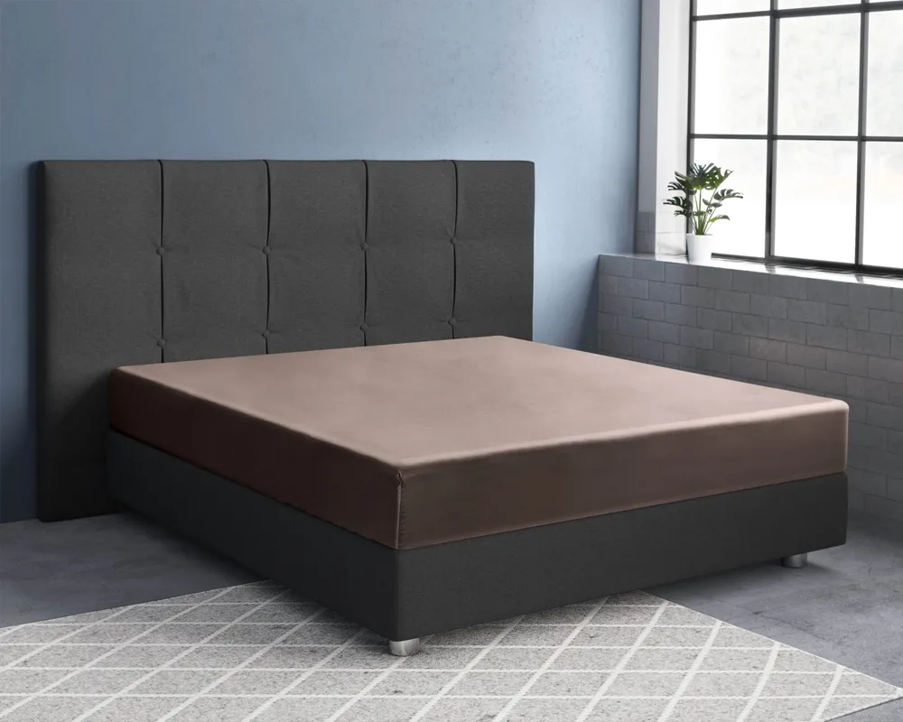 Satin Spannbettlaken Taupe 90 x 200 cm