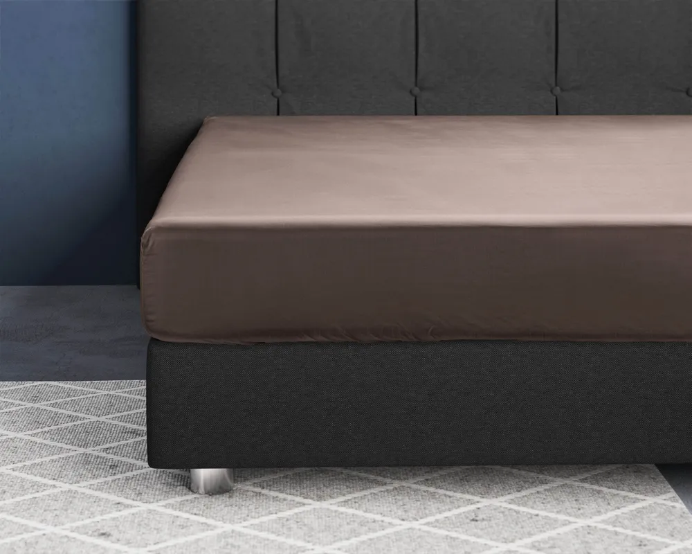 Satin Spannbettlaken Taupe 90 x 200 cm