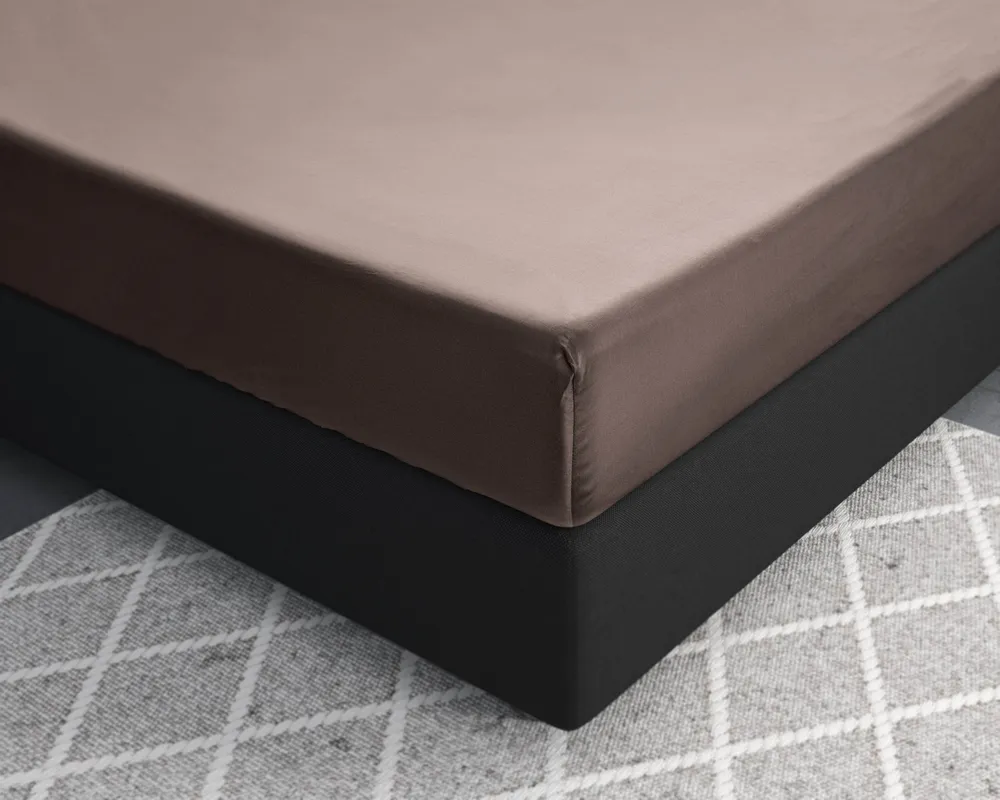 Satin Spannbettlaken Taupe 90 x 200 cm