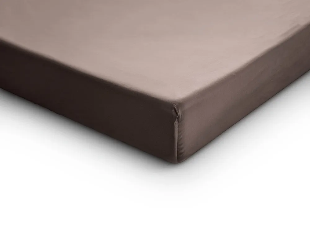 Satin Spannbettlaken Taupe 90 x 200 cm