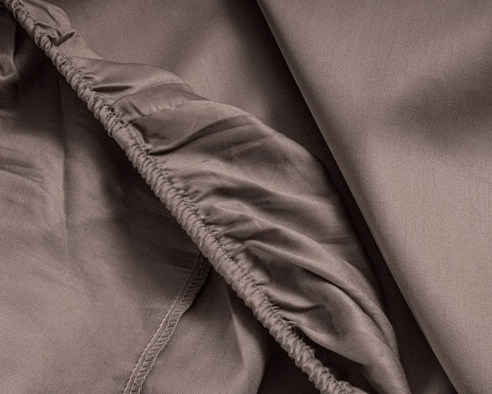 Satin Spannbettlaken Taupe 90 x 200 cm