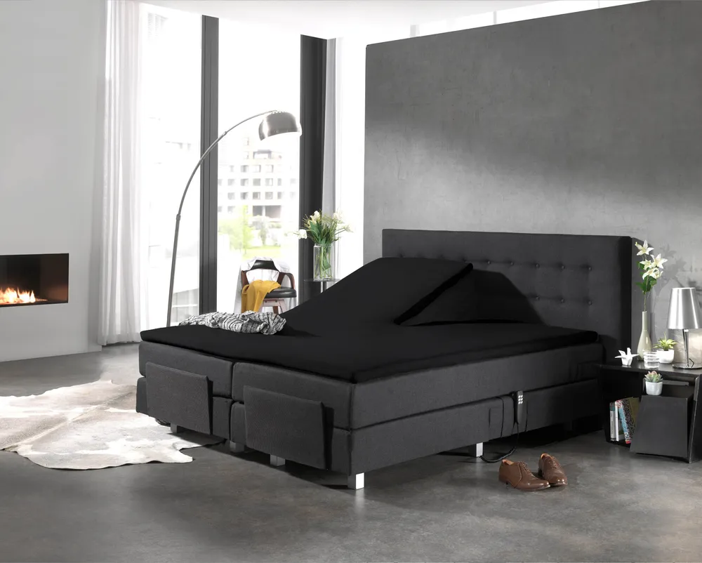 Split Topper Baumwolle Spannbettlaken Schwarz 160 x 210 cm
