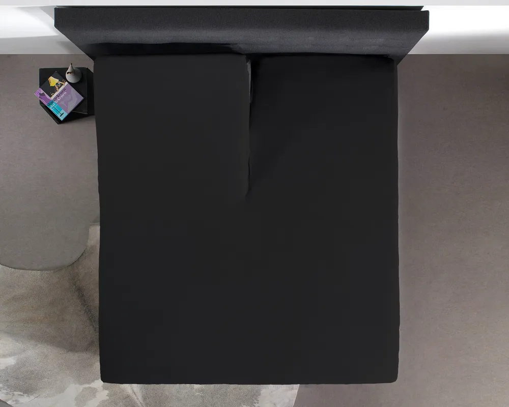 Split Topper Baumwolle Spannbettlaken Schwarz 160 x 210 cm