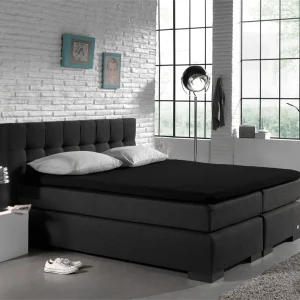Split Topper Jersey Spannbettlaken Schwarz 160 x 200 cm