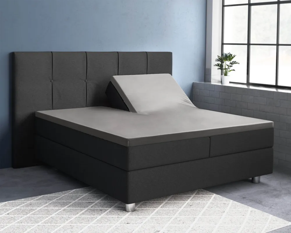 Split-Topper Satin Spannbettlaken Grau 180 x 220 cm