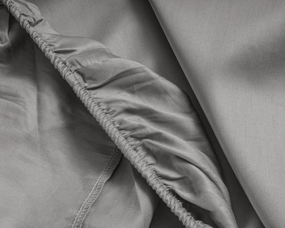 Split-Topper Satin Spannbettlaken Grau 180 x 220 cm