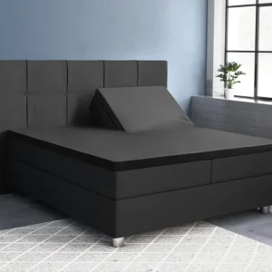 Split-Topper Satin Spannbettlaken Schwarz 180 x 200 cm