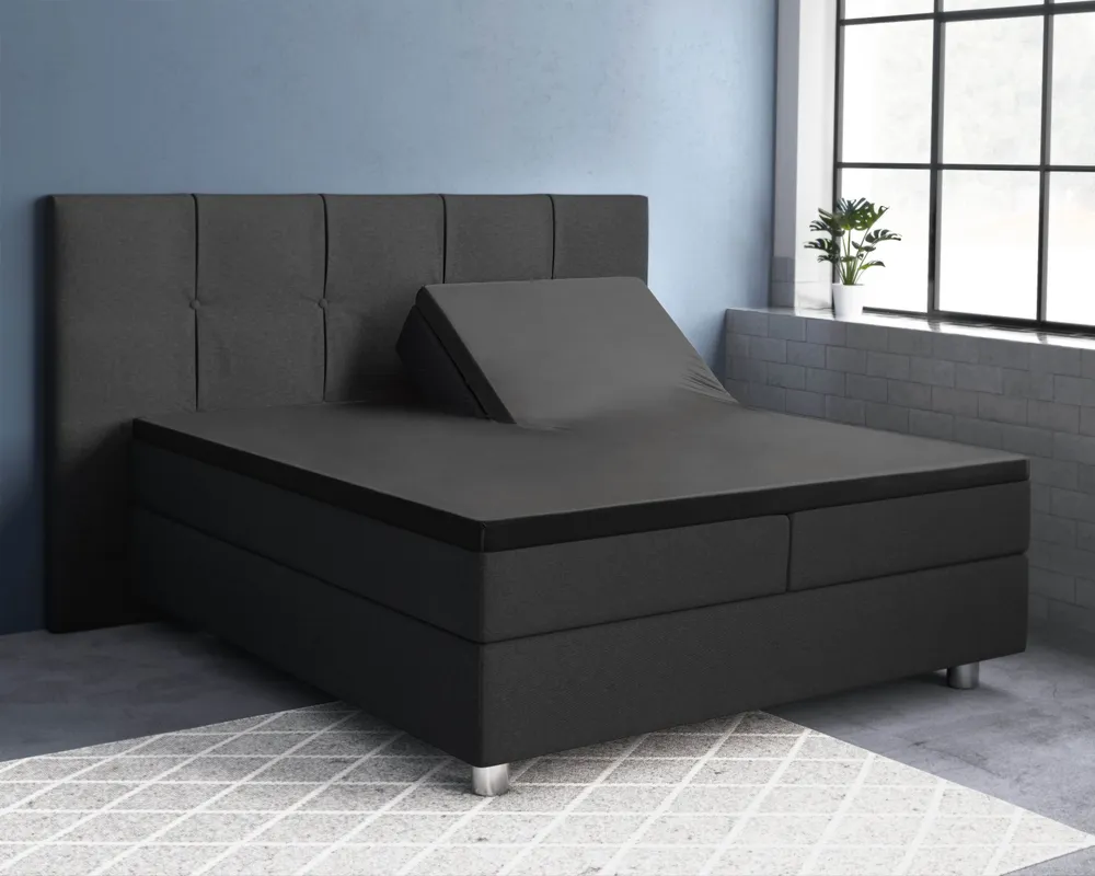 Split-Topper Satin Spannbettlaken Schwarz 180 x 200 cm