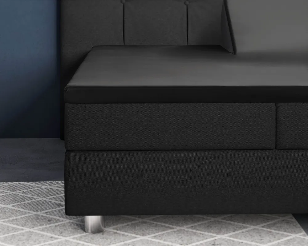 Split-Topper Satin Spannbettlaken Schwarz 180 x 200 cm