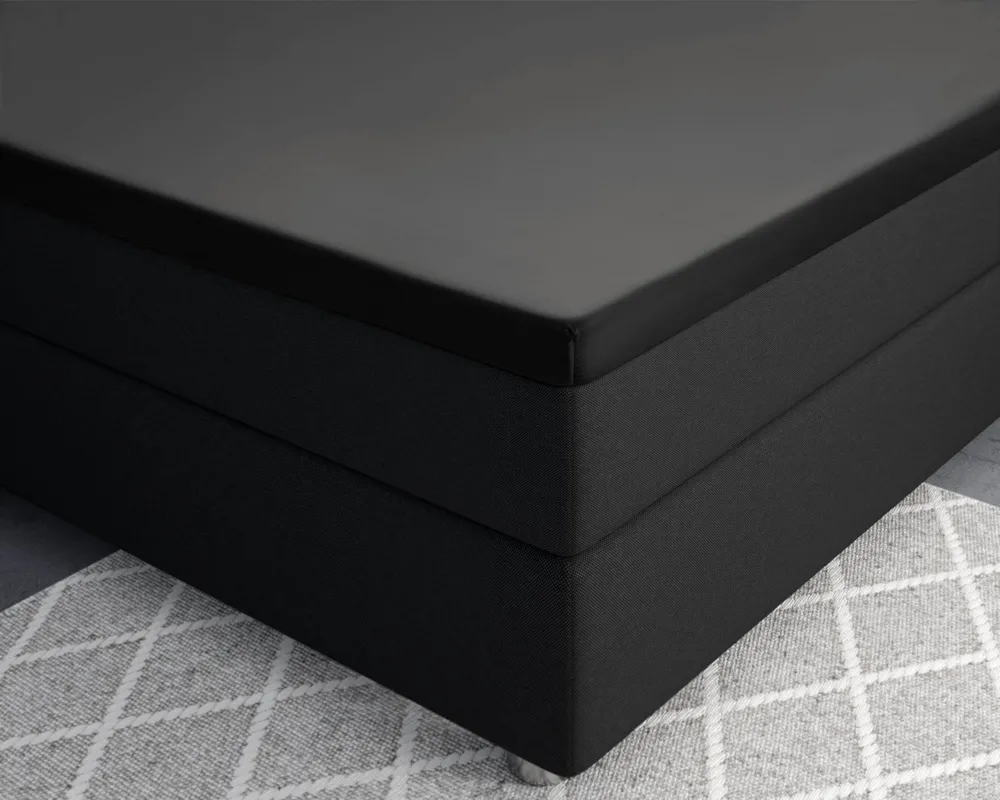 Split-Topper Satin Spannbettlaken Schwarz 180 x 200 cm