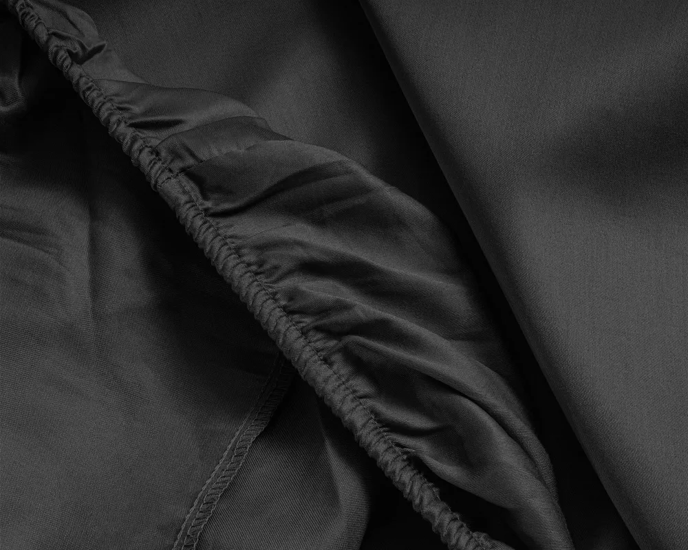 Split-Topper Satin Spannbettlaken Schwarz 180 x 200 cm