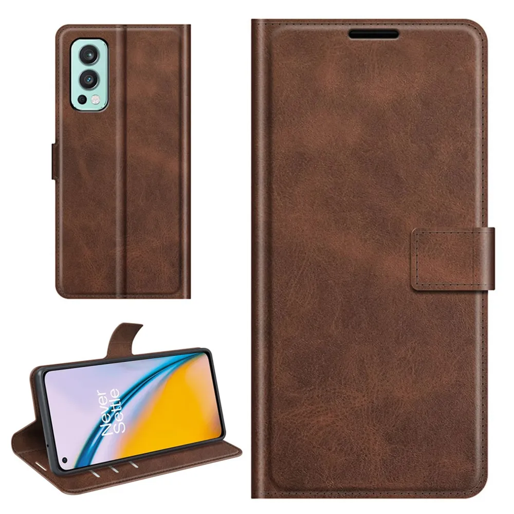 Geldbeutel ähnlichen Stil, Lederhülle für OnePlus Nord 2 5G - Kaffee