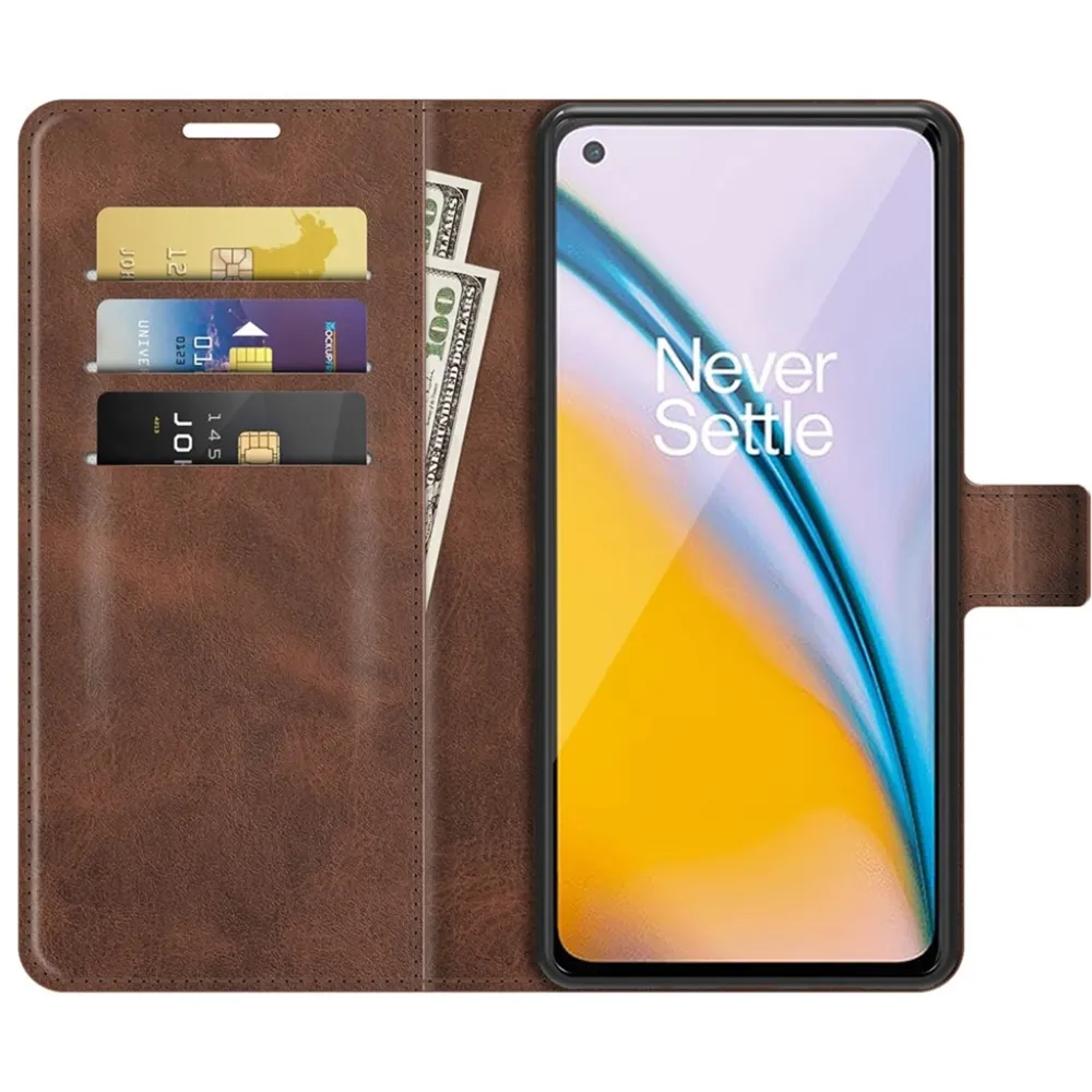 Geldbeutel ähnlichen Stil, Lederhülle für OnePlus Nord 2 5G - Kaffee
