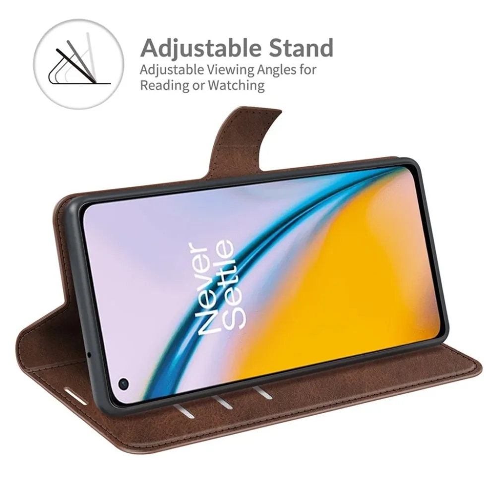 Geldbeutel ähnlichen Stil, Lederhülle für OnePlus Nord 2 5G - Kaffee