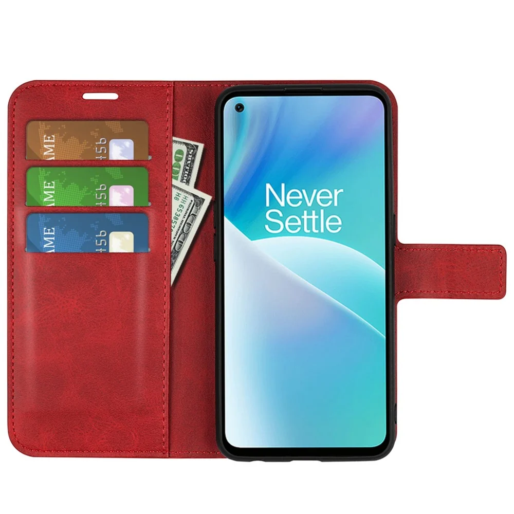 Geldbeutel ähnlichen Stil, Lederhülle für OnePlus Nord 2T - Rot