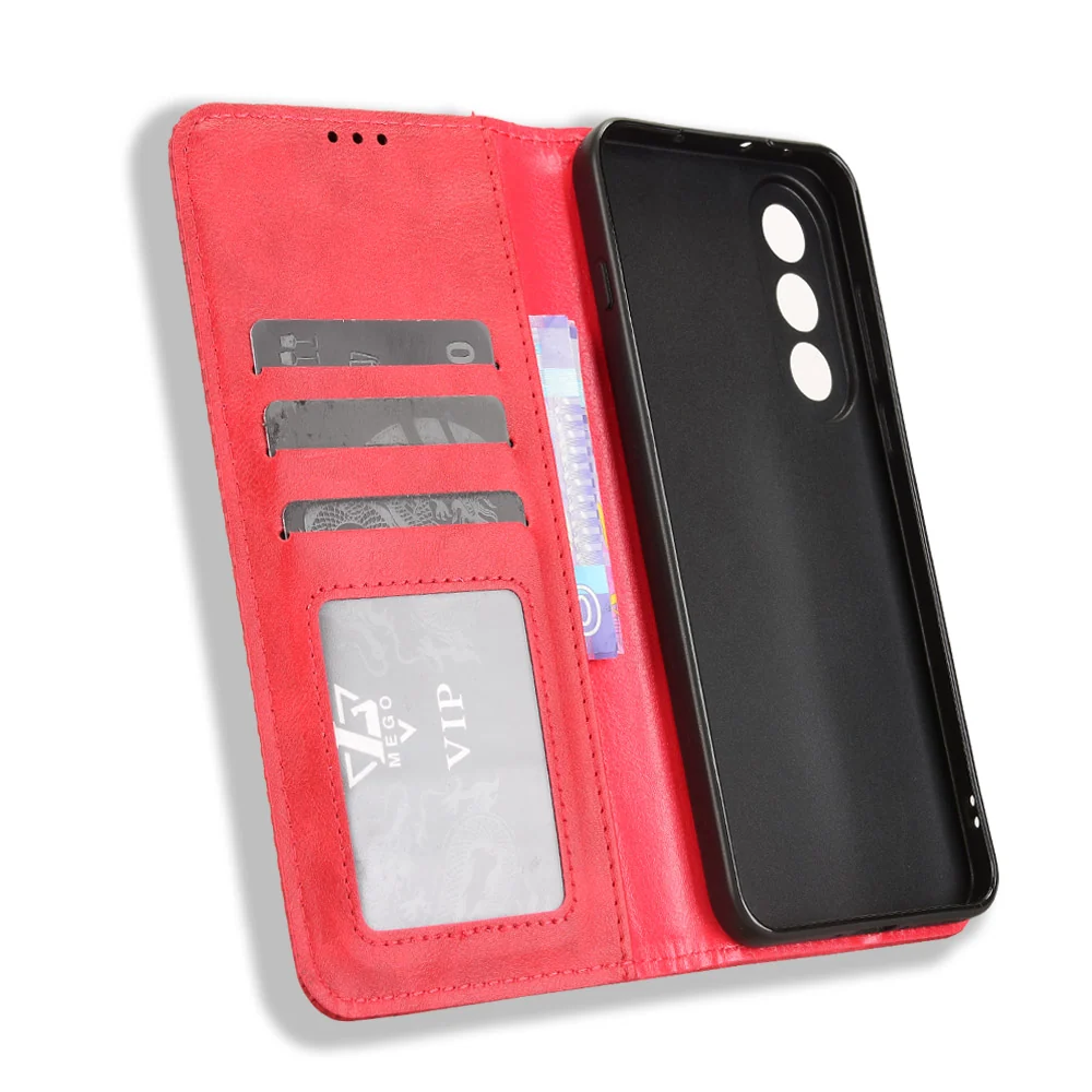 Geldbeutel Style Fliphülle aus echtem Leder für OnePlus Nord 5 / OnePlus Ace 5 Ultra - Rot