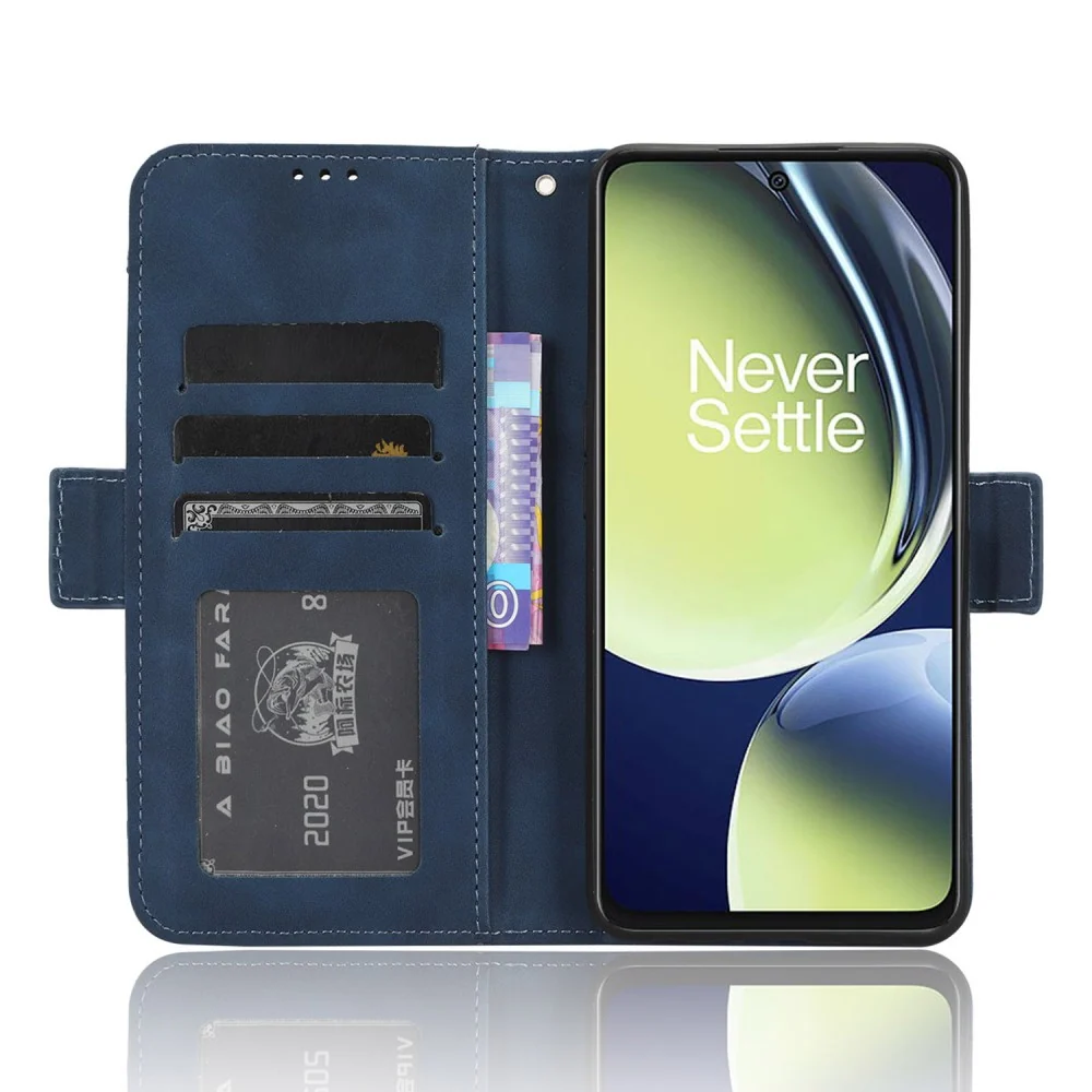 Moderne Leder Geldhülle für OnePlus Nord CE 3 Lite / OnePlus Nord N30 - Blau