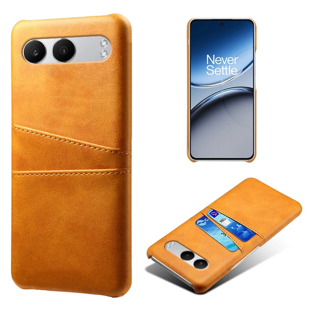 OnePlus Nord 4 Hülle mit zwei Kartenfächern aus veganem Leder und stoßfester Hartschale - Orange