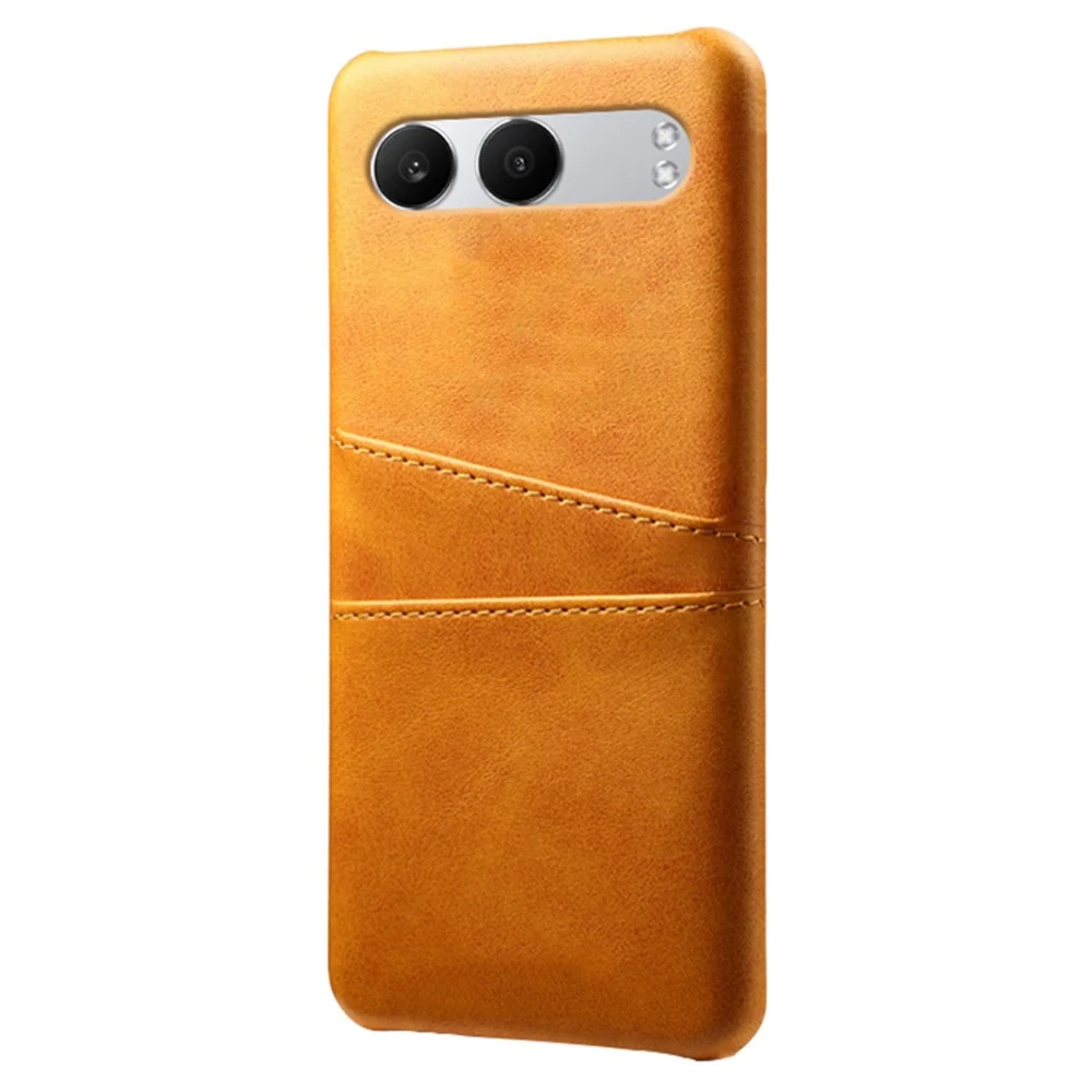 OnePlus Nord 4 Hülle mit zwei Kartenfächern aus veganem Leder und stoßfester Hartschale - Orange