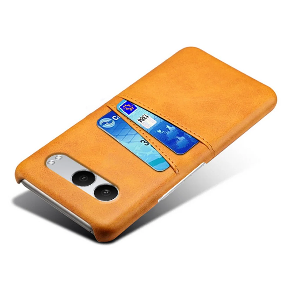 OnePlus Nord 4 Hülle mit zwei Kartenfächern aus veganem Leder und stoßfester Hartschale - Orange