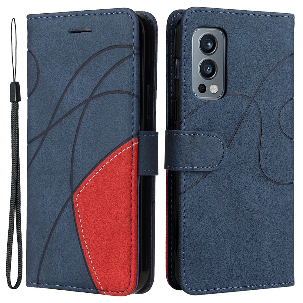 Strukturierte Ledertasche mit Gurt für OnePlus Nord 2 5G - Blau