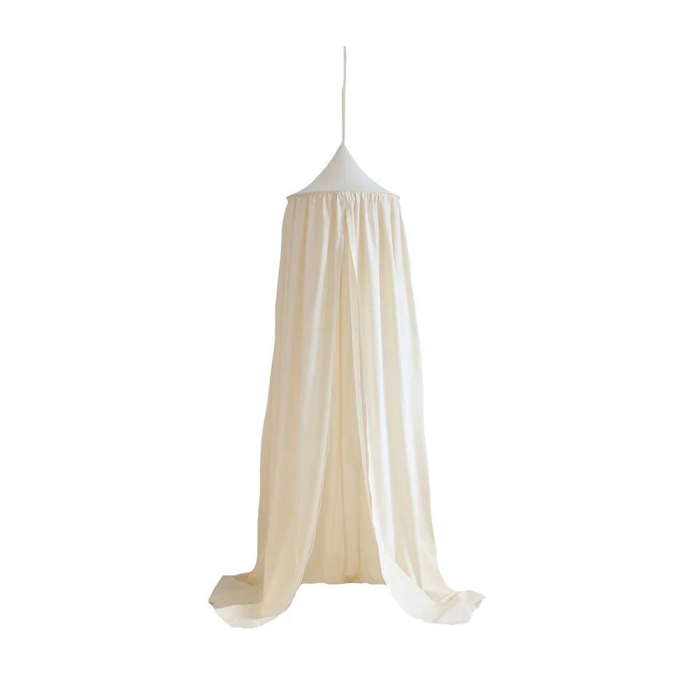 Betthimmel Baldachin aus Bio Baumwolle 240 cm, Offwhite
