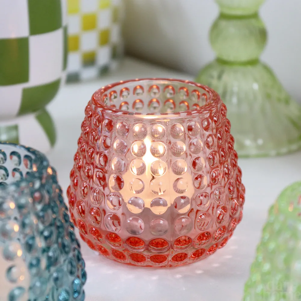 Coloured Bubble Glass Tealight Holder Set 3 Darthome Limited