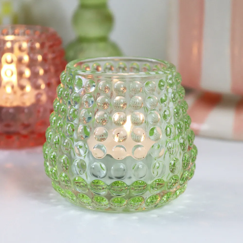 Coloured Bubble Glass Tealight Holder Set 3 Darthome Limited