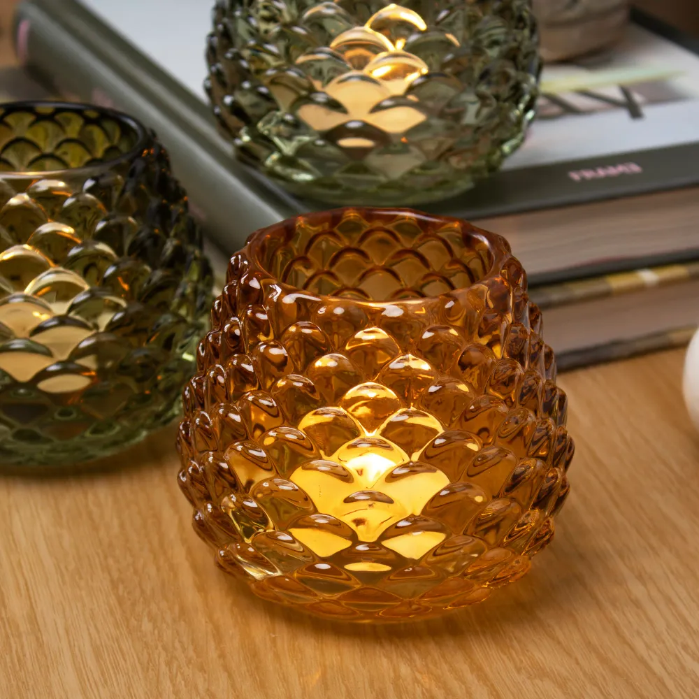 Set 3 Pinecone Glass Tea Light Holders Darthome Limited