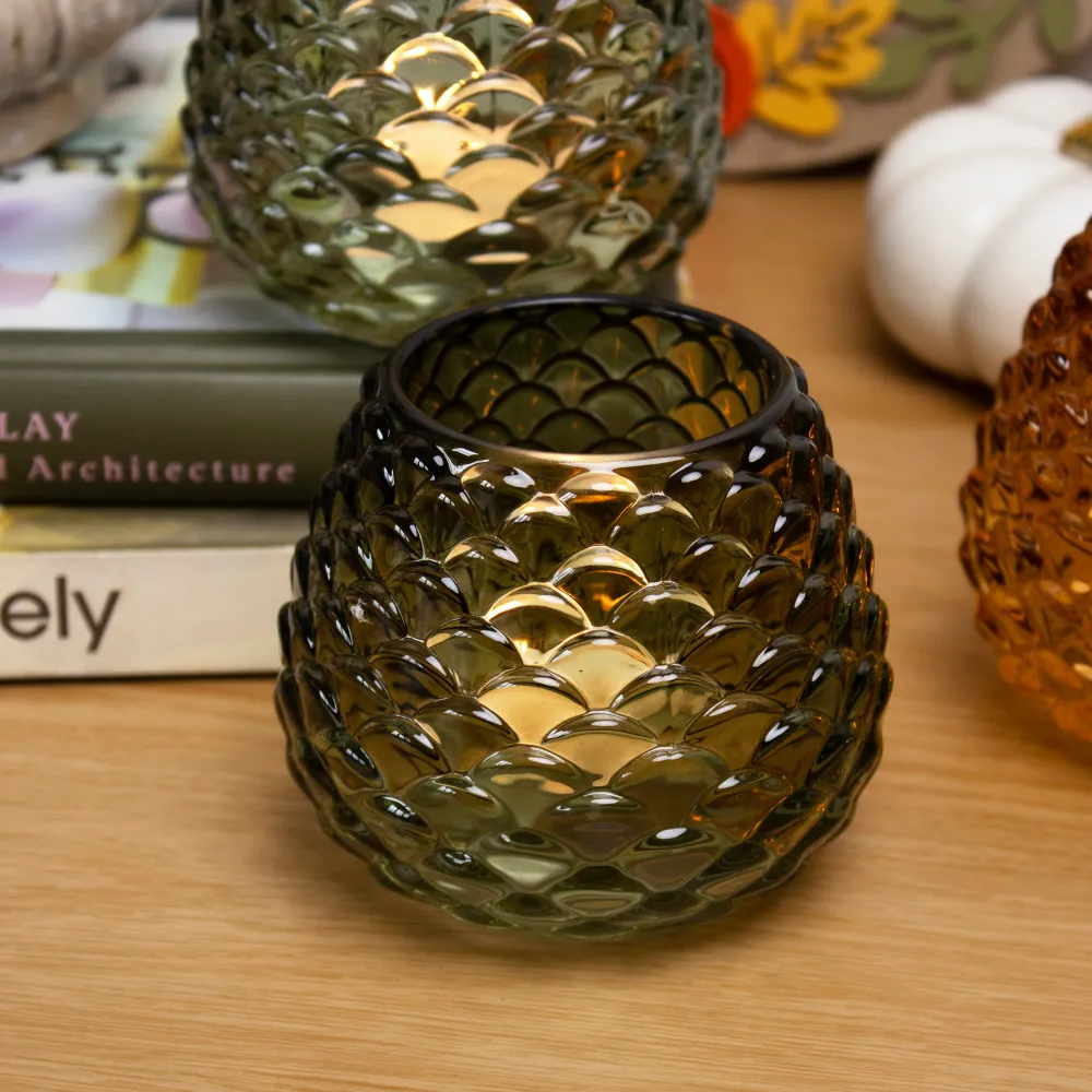 Set 3 Pinecone Glass Tea Light Holders Darthome Limited