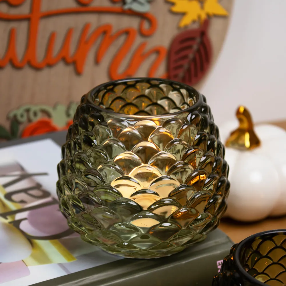 Set 3 Pinecone Glass Tea Light Holders Darthome Limited