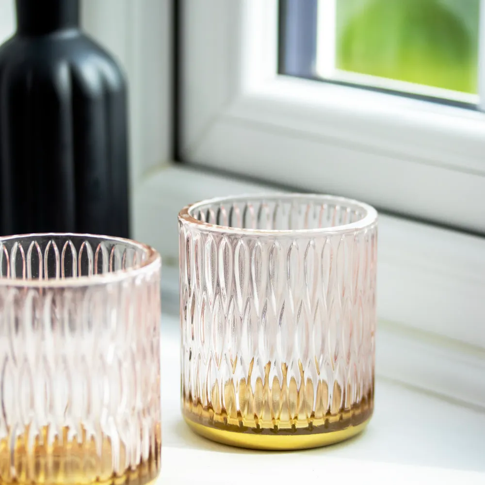 Set 2 Pink Diamond Glass Tealight Holders Darthome Limited