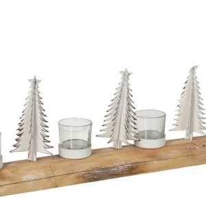 J-Line Tealight Holder Christmas Wood/Metal White/Natural Extra Large