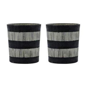 Teelichthalter, HDStripe, Schwarz;Off-White