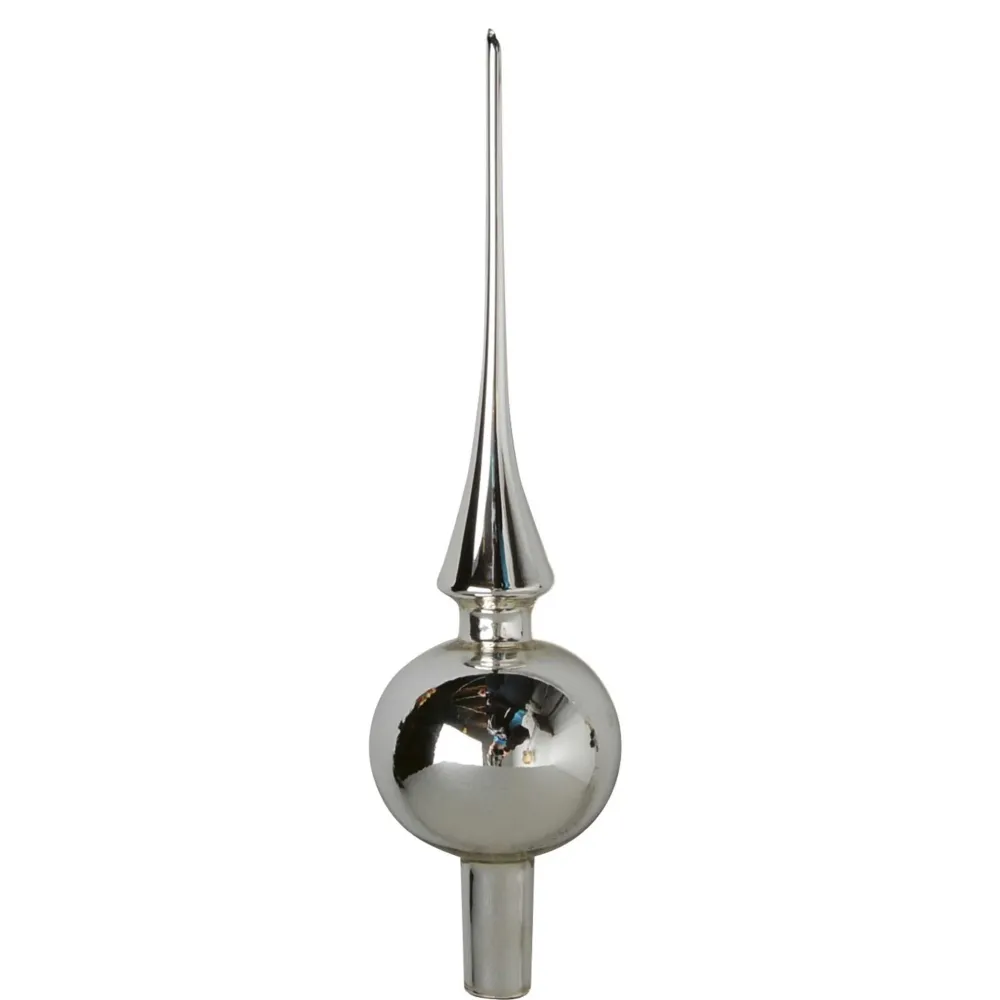 Christbaumspitze "silber" aus Glas, 30 cm