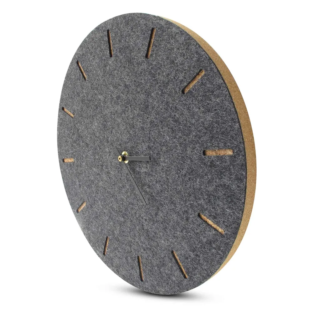 Wanduhr aus Filz und Kork 30 cm | anthrazit - schwarz | Design: Kopenhagen