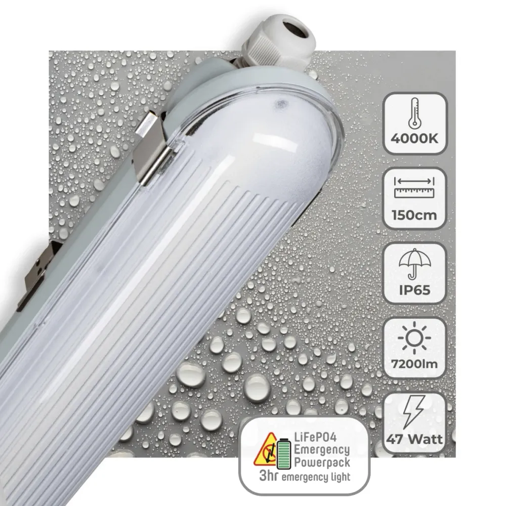 Philips LED-Leuchtstoffröhrenleuchte LED's Light PRO, 150 cm – mit Notstromakku – 185 lm/W – Energieeffizienzklasse B – 47...