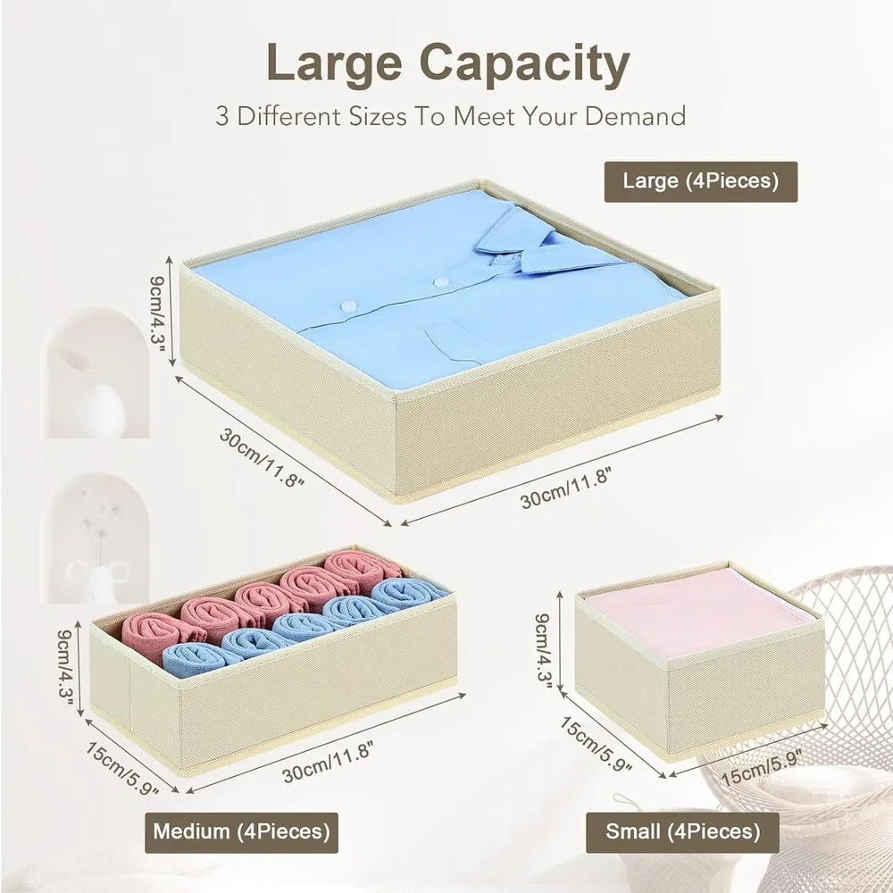12-teiliges Schrank Organizer Set Aufbewahrungsbox Stoff