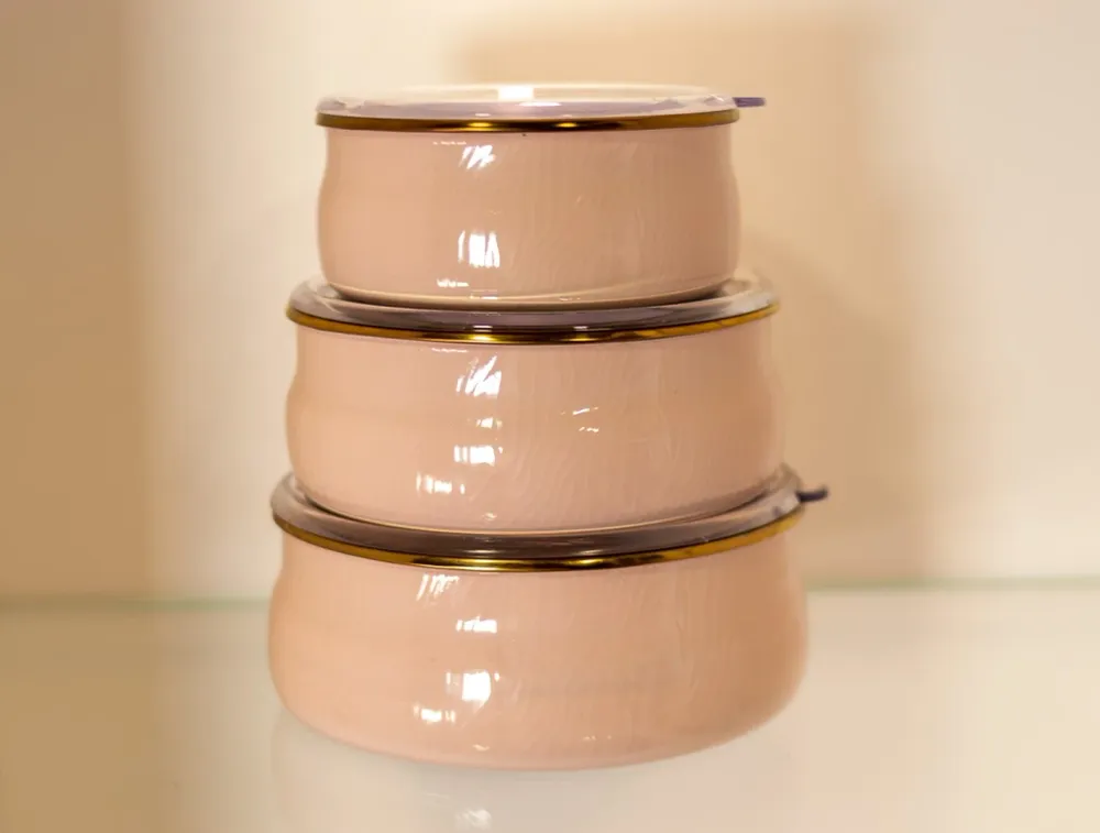 ACAR SERIE QUALITA HÜMA Rosa Emaille Aufbewahrungsbox - 14/16/18 Cm