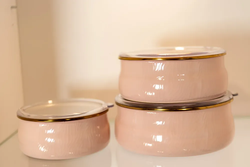 ACAR SERIE QUALITA HÜMA Rosa Emaille Aufbewahrungsbox - 14/16/18 Cm