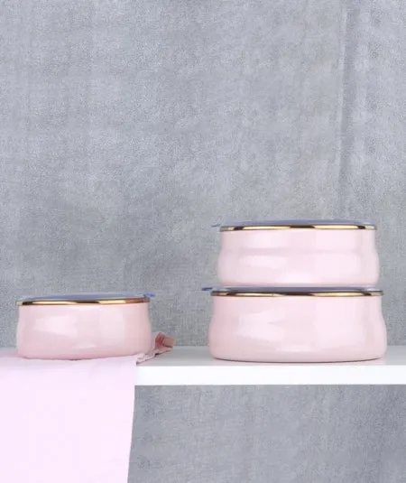 ACAR SERIE QUALITA HÜMA Rosa Emaille Aufbewahrungsbox - 14/16/18 Cm