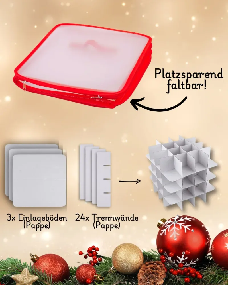 Aufbewahrungsbox für Christbaumkugeln Rot 64
