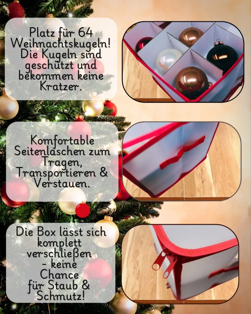Aufbewahrungsbox für Christbaumkugeln Rot 64